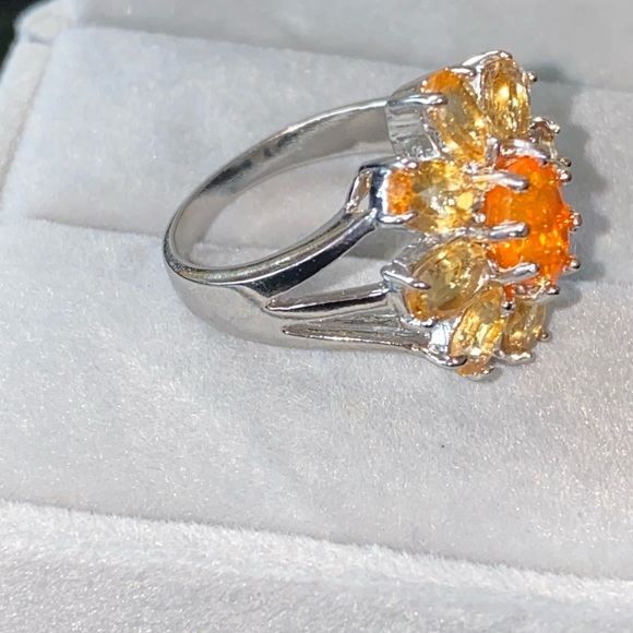 Fascinating Genuine Orange Opal and Citrine Ring - Picture 11 of 13